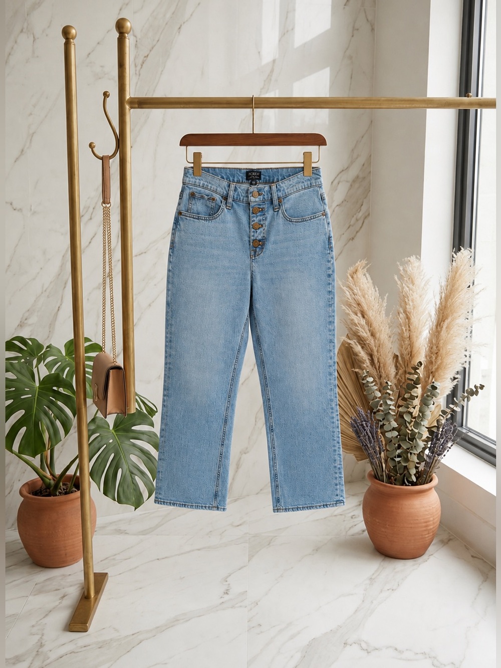 J. Crew Mid Rise Flare Crop Distressed Blue Jeans Re Imagined Size 29 Pants